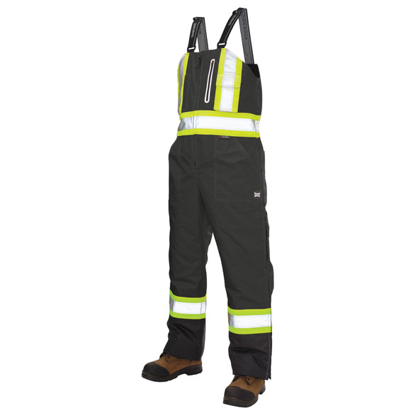 Tough Duck Type E Enhanced Vis Two-Tone X-Back Black Waterproof Insulated Overalls S876-BLK
